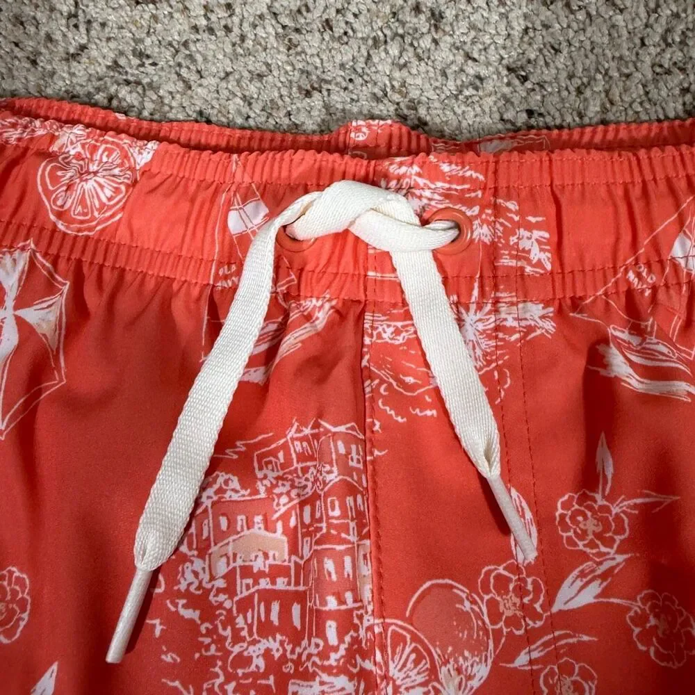 Old Navy Men’s Orange‎ Printed  6” Tropical Beach Swim Trunks Size XXL
